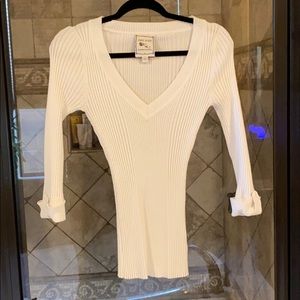 Pink rose white sweater